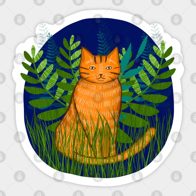 Jungle Ginger Cat Sticker by KilkennyCat Art